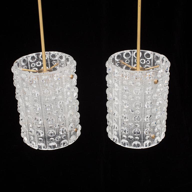 TAKLAMPOR, ett par, glas. Orrefors, design Carl Fagerlund. 1960-tal.