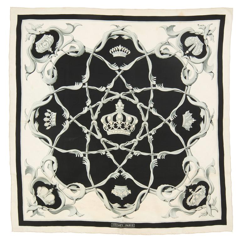HERMÈS, a silk scarf, "Crowns / Couronnes".
