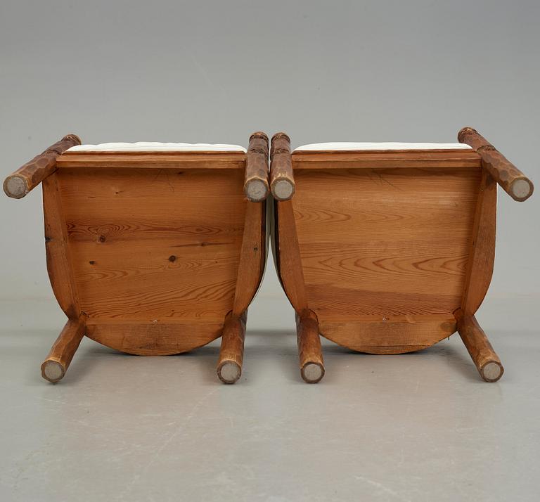 BRÖDERNA ERIKSSON (The Eriksson brothers), attributed to, a pair of stained and carved chairs, Arvika, Art Nouveau,