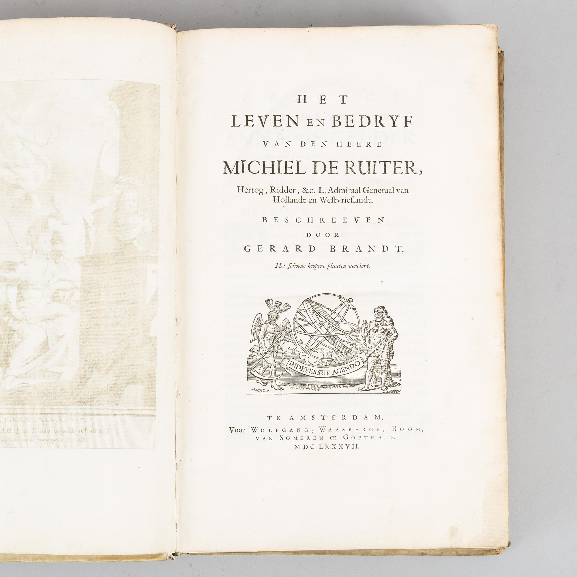 Om sjöhjälten Michiel Adriaansz. de Ruyter, med graverade planscher.
