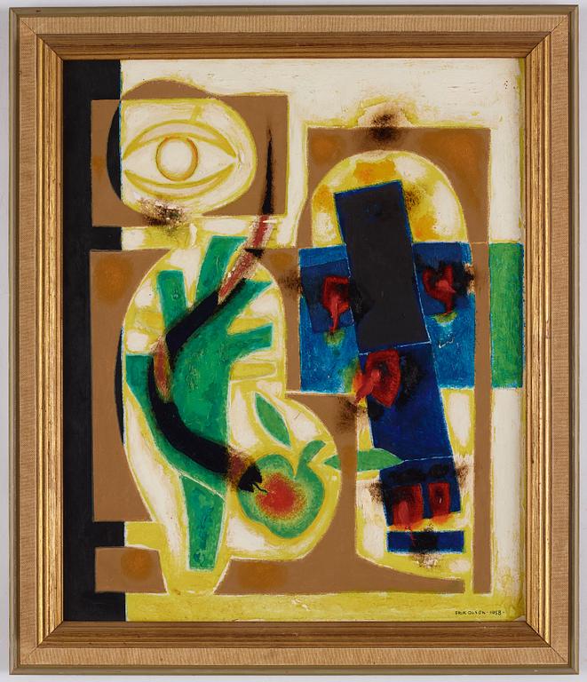 Erik Olson, oil on panel, signed and dated 1958.