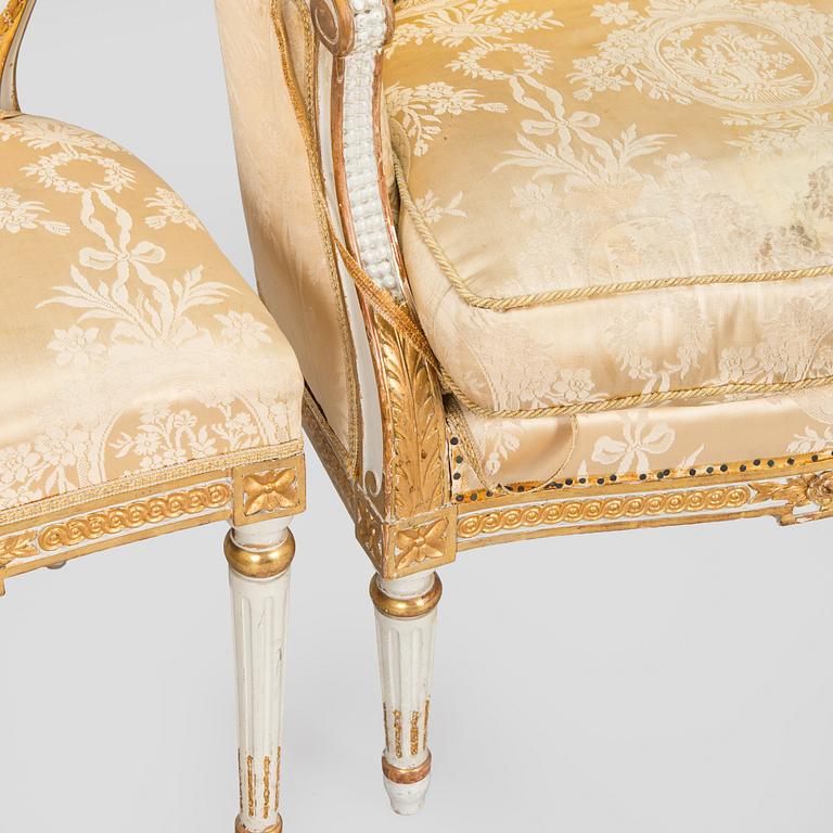 An 8-piece Gustavian style furniture set, late 19th century.