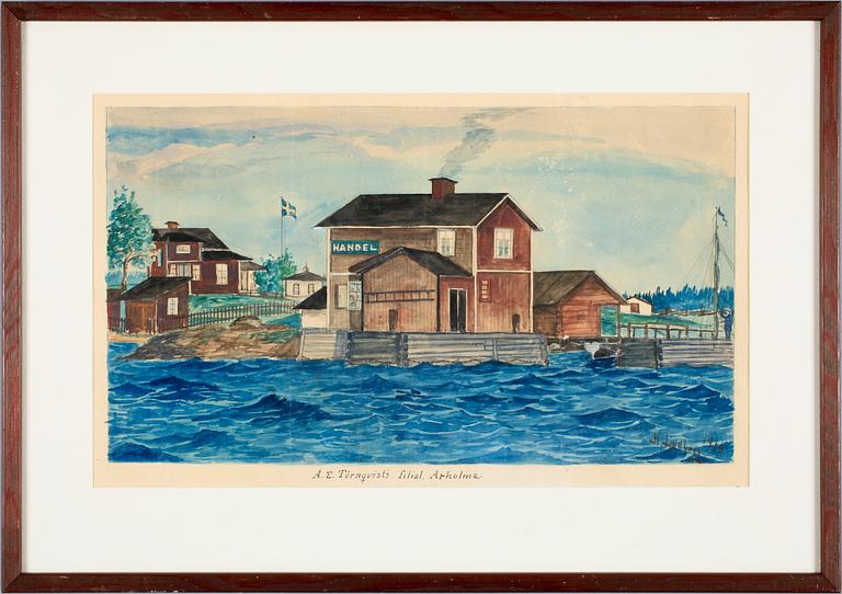 HARALD LINDBERG, gouache, sign o dat 1916.