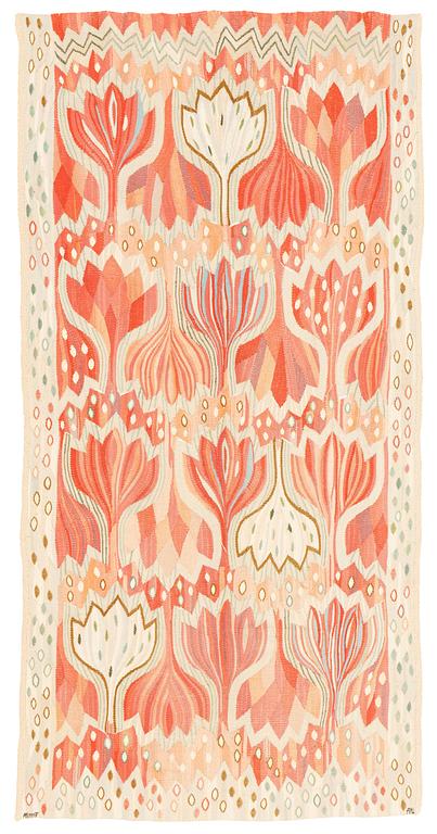 Ann-Mari Lindbom, gift Forsberg, a tapestry, "Röd Crocus", a tapestry variant, ca 22,5 x 110 cm, signed AB MMF AML.