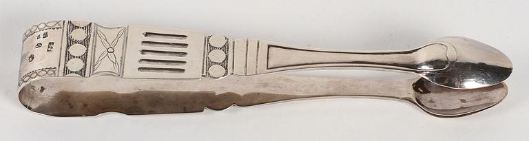 SOCKERTÅNG, silver, gustaviansk, Jöns Granbom Stockholm 1788.