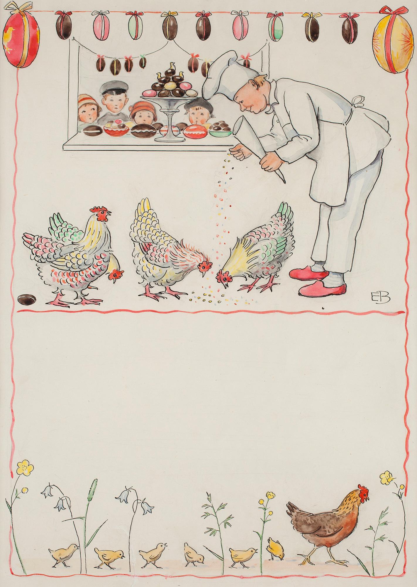 Elsa Beskow, "Bagare och höns" (The baker and hens).