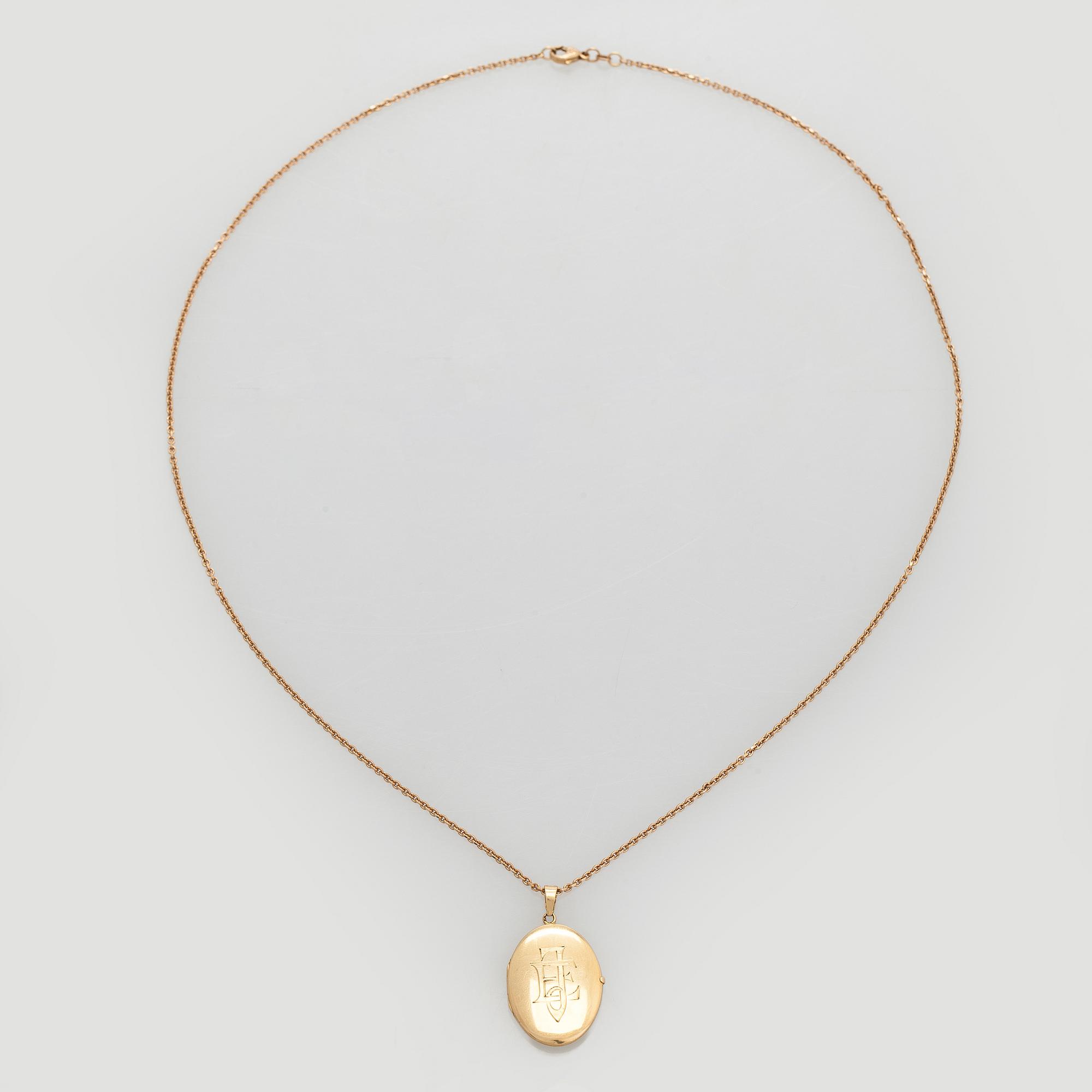 Medaljonki ja ketju, 18K kultaa.