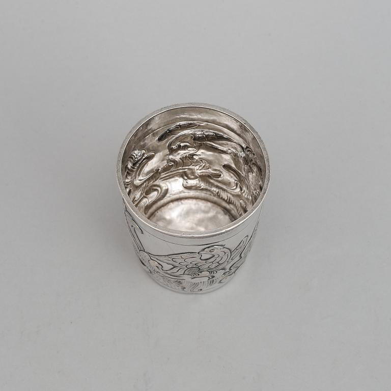 A Russian 18th century silver beaker AND an 18th century silver beaker, unmarked.