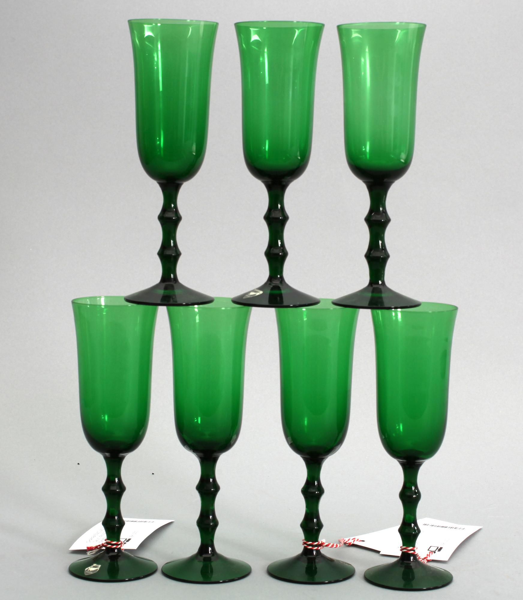 CHAMPAGNEGLAS, 7 st. "Salut" design Simon Gate, Orrefors.