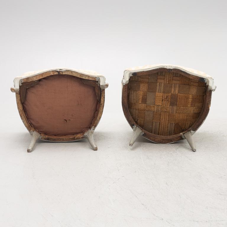 Bergeres, a pair of similar, Louis XV, signed J.C. Briois (active in Paris 1766-1782).