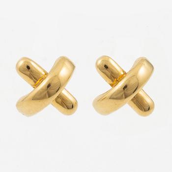 Tiffany & Co a pair of earrings 18K gold "Cross Stitch".