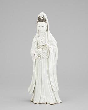 772. A blanc de chine figure of Guanyin, Qing dynasty.