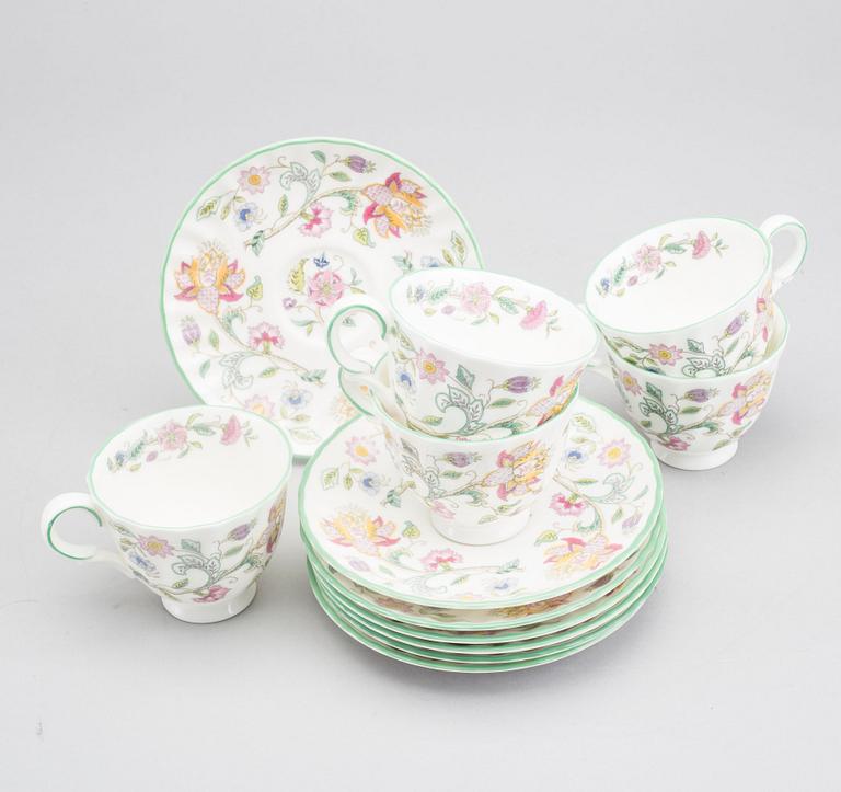KAFFEKOPPAR PÅ FAT, 13 st, porslin Minton England.