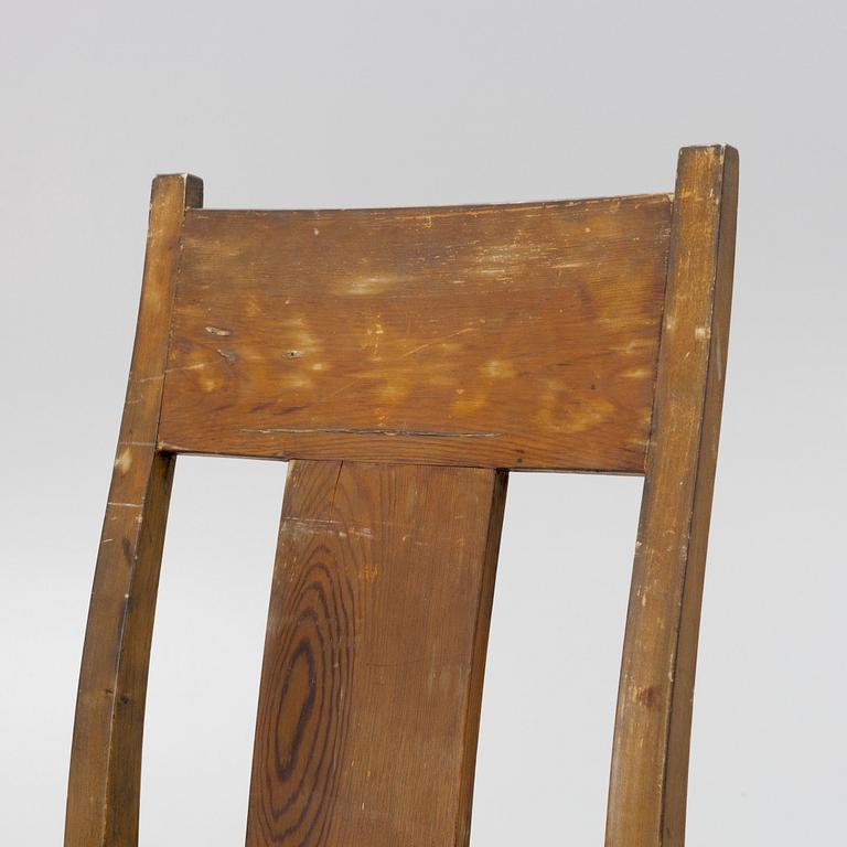 Carl Westman, a pair of stained pine chairs, Sweden ca 1910.