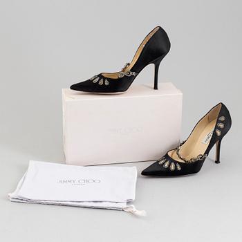 JIMMY CHOO, a pair of silk satin high heels, size 38½.