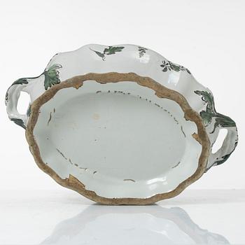 A faience lidded turrine, France, 18th/19th century.