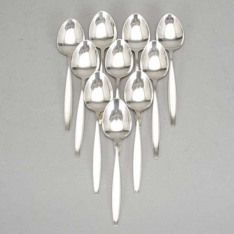 SKEDAR, 10 st, silver, "Cypress", Georg Jensen, Danmark. Vikt ca 417 gram.