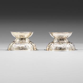 429. A pair of German 18th century silver-gilt salts, Rolof, Quedlinburg.