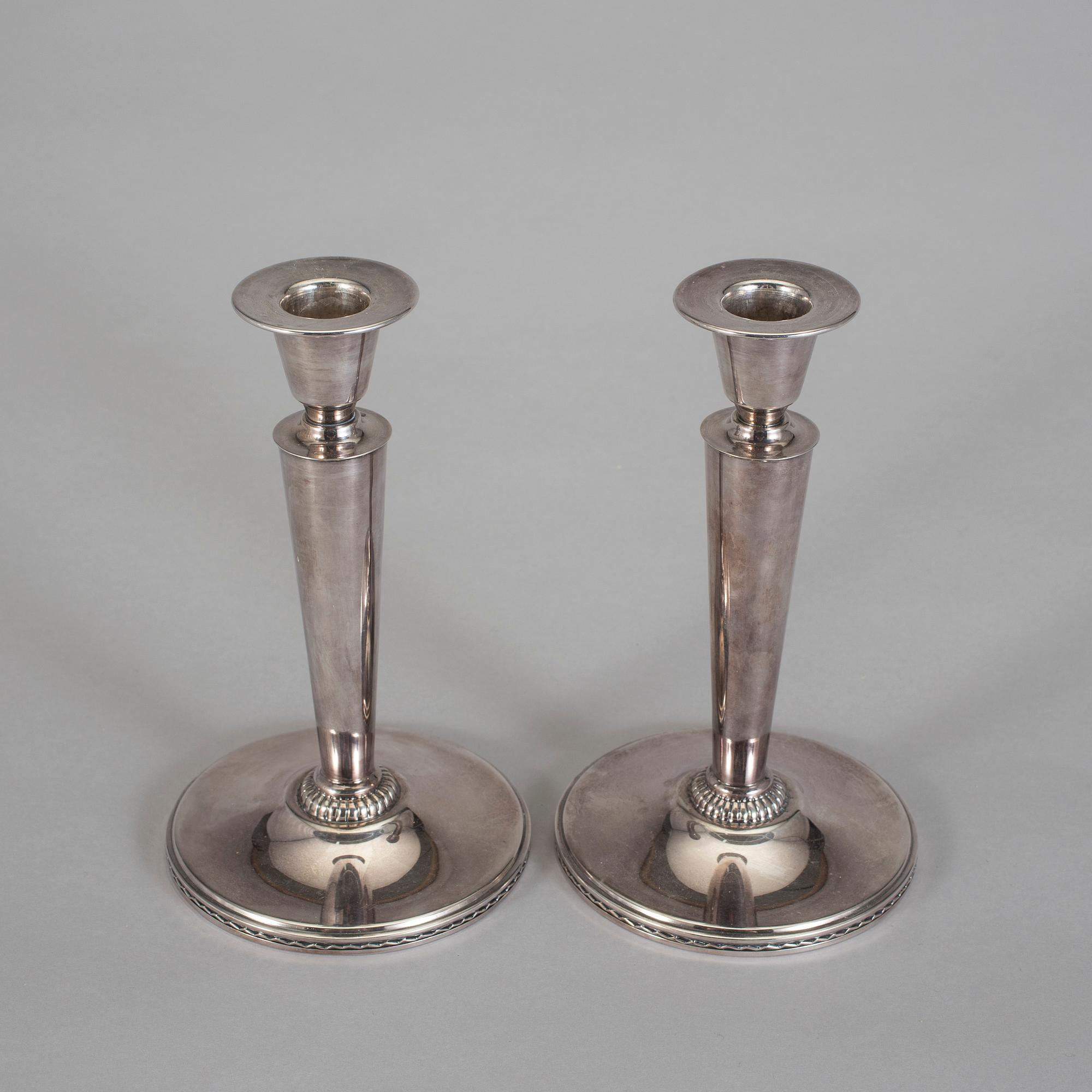 LJUSSTAKAR, ett par, silver, Eric Råström, Stockholm. Vikt ca 338 g.