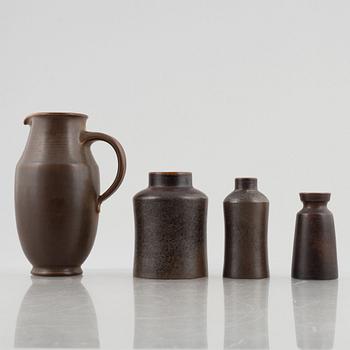 Erich & Ingrid Triller, four stoneware vases, Tobo.