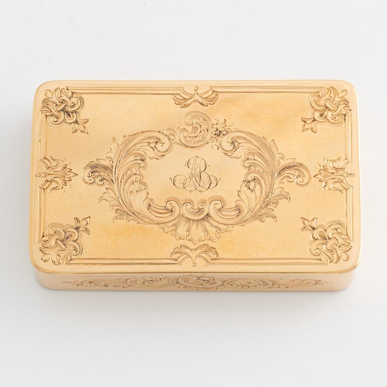 An 18K gold box, mark of Nils Hedenskog, Stockholm, 1828.