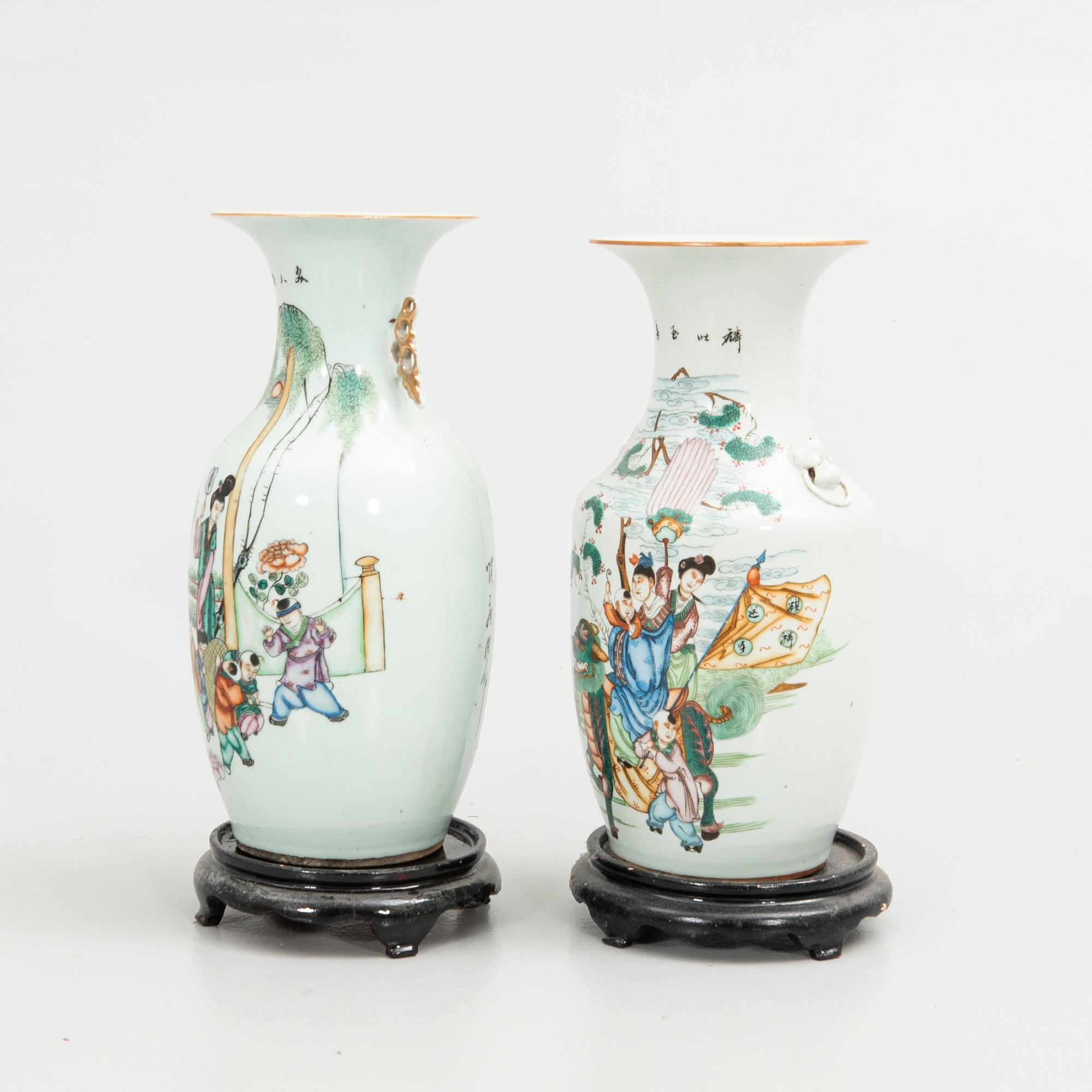 Floor vases, 2 pcs, porcelain, China, 20th century.