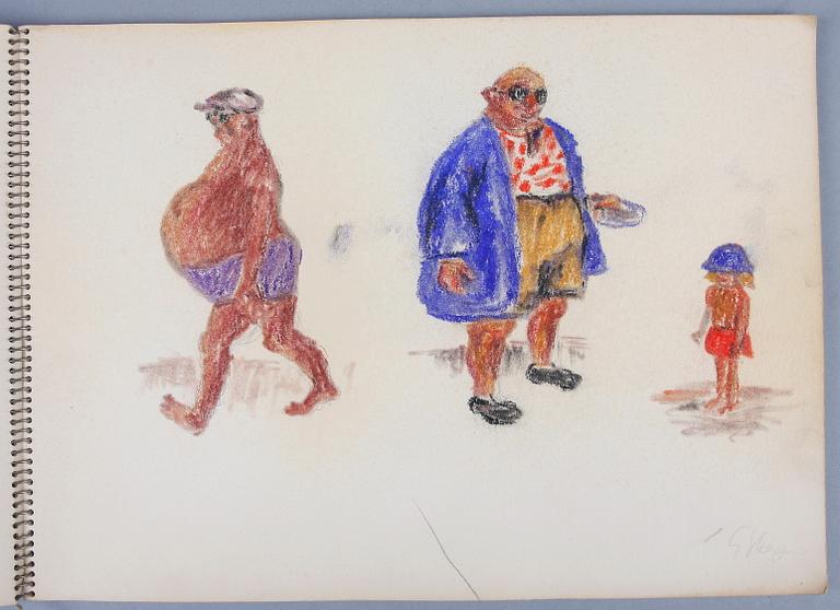 GUSTAF MUNTHE, block med teckningar, 5 st, mest krita och tusch, delvis sign.