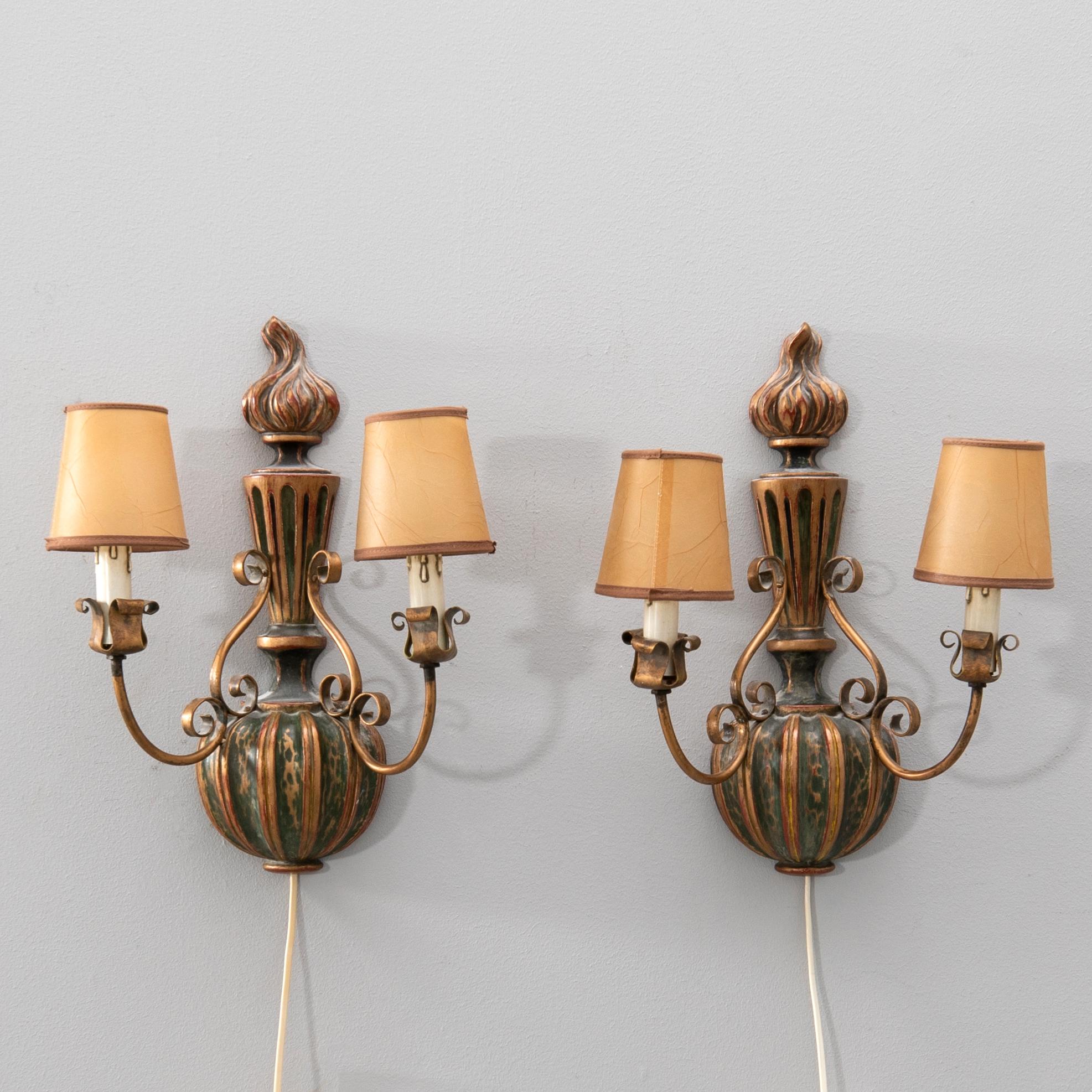 Bengt H Jönsson, wall sconces 1 pair, baroque style first half of the 20th century.