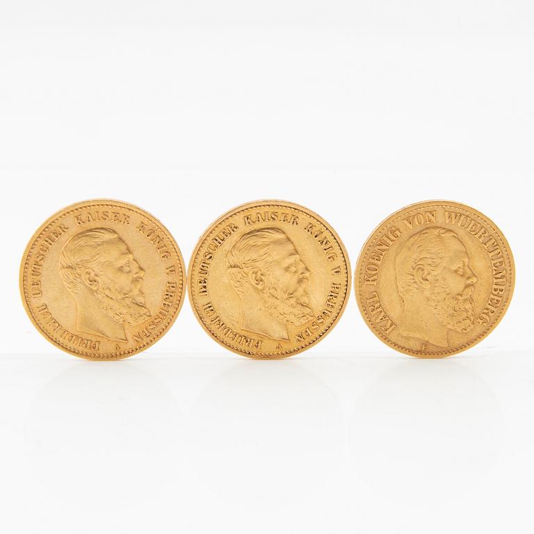 Guldmynt  3 st 10 mark 1888 Tyska riket (Preussen)  Friedrich III.