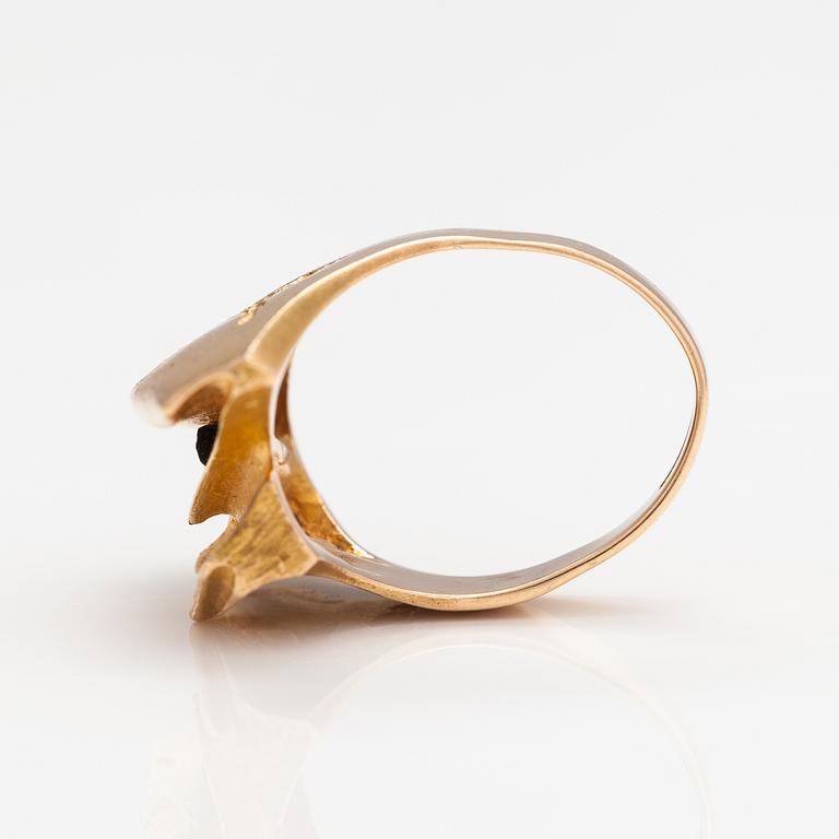 Björn Weckström, "Tourmaline river", a 14K gold and tourmaline ring. Lapponia 1972.
