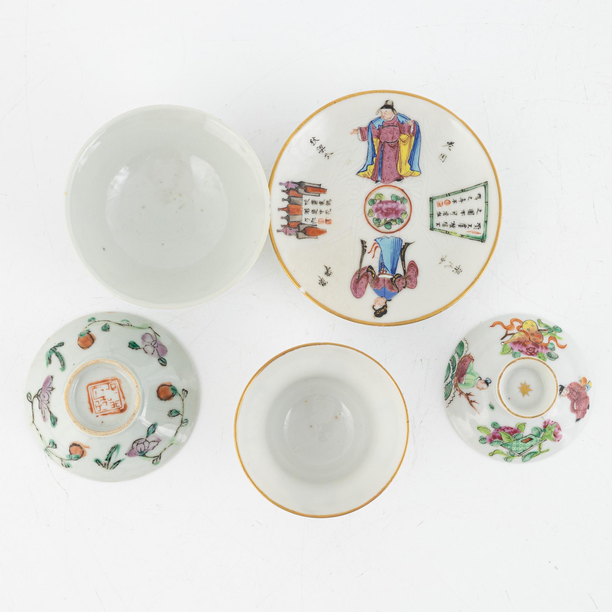 A Chinese famille rose porcelain cup with cover and stand, two covers, 20th century.