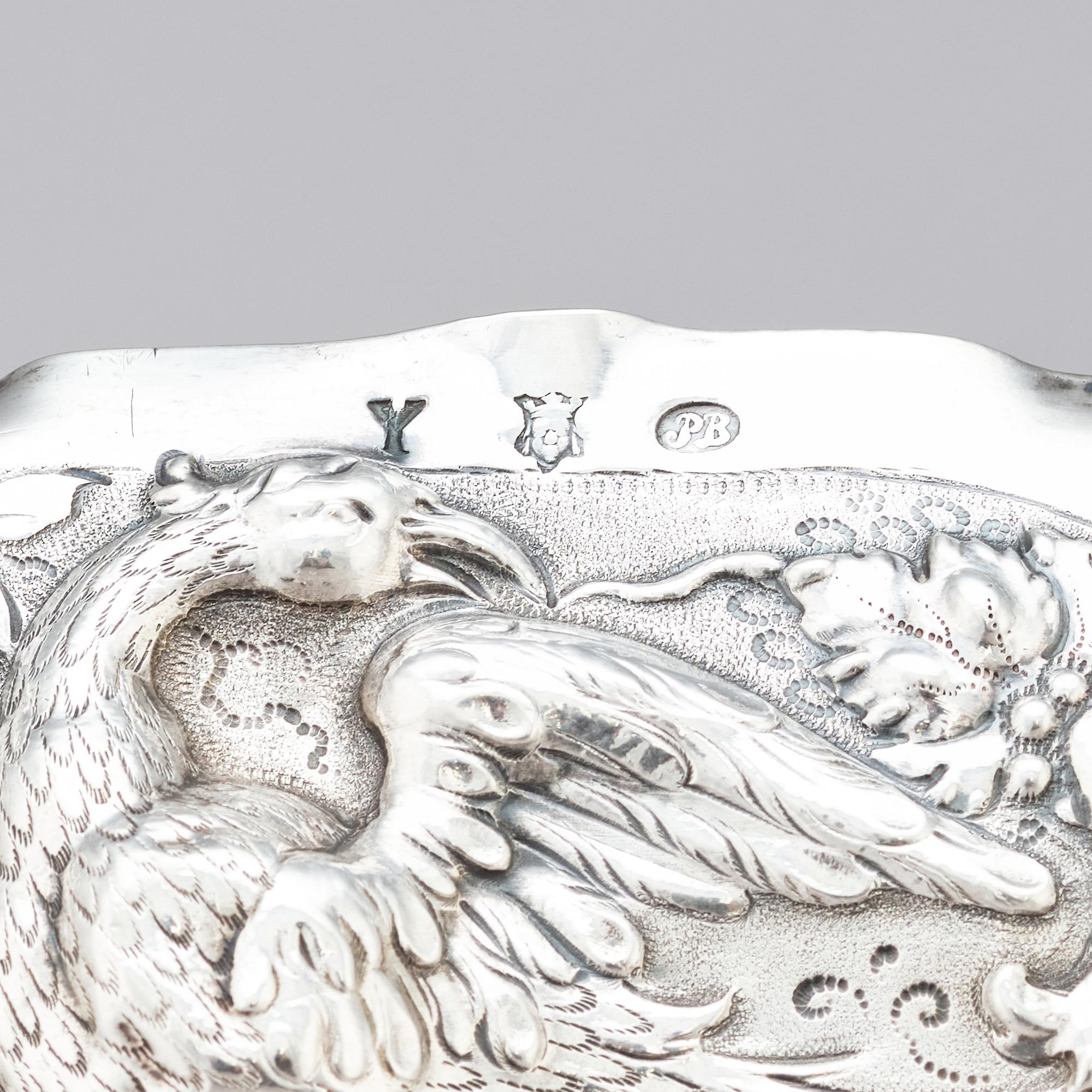 A Swedish early 18th century silver presentation-dish, mark of Petter Bernegau, Stockholm 1711.