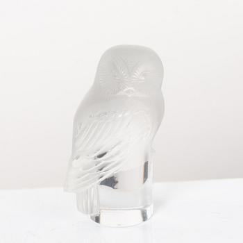 9 glass figurines, Lalique, France.