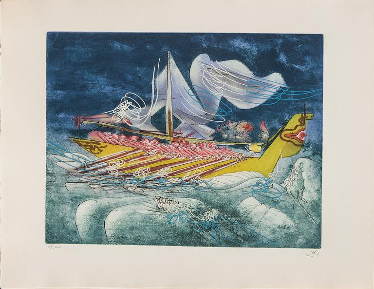 ROBERTO MATTA, etsning/akvatint, 10 st, "Hom'mere", signerade och numrerade 49/100. 1975.