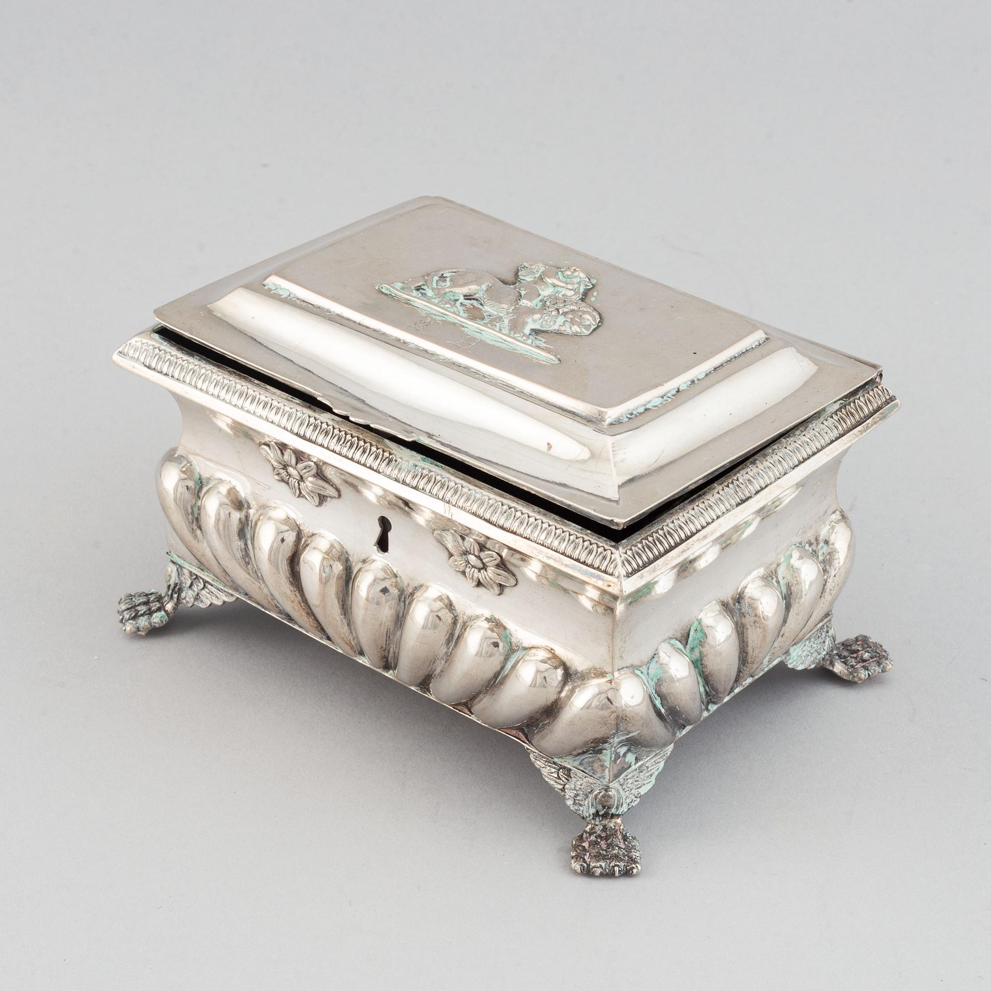 A silver sugar box, probably Poland, 19th century.