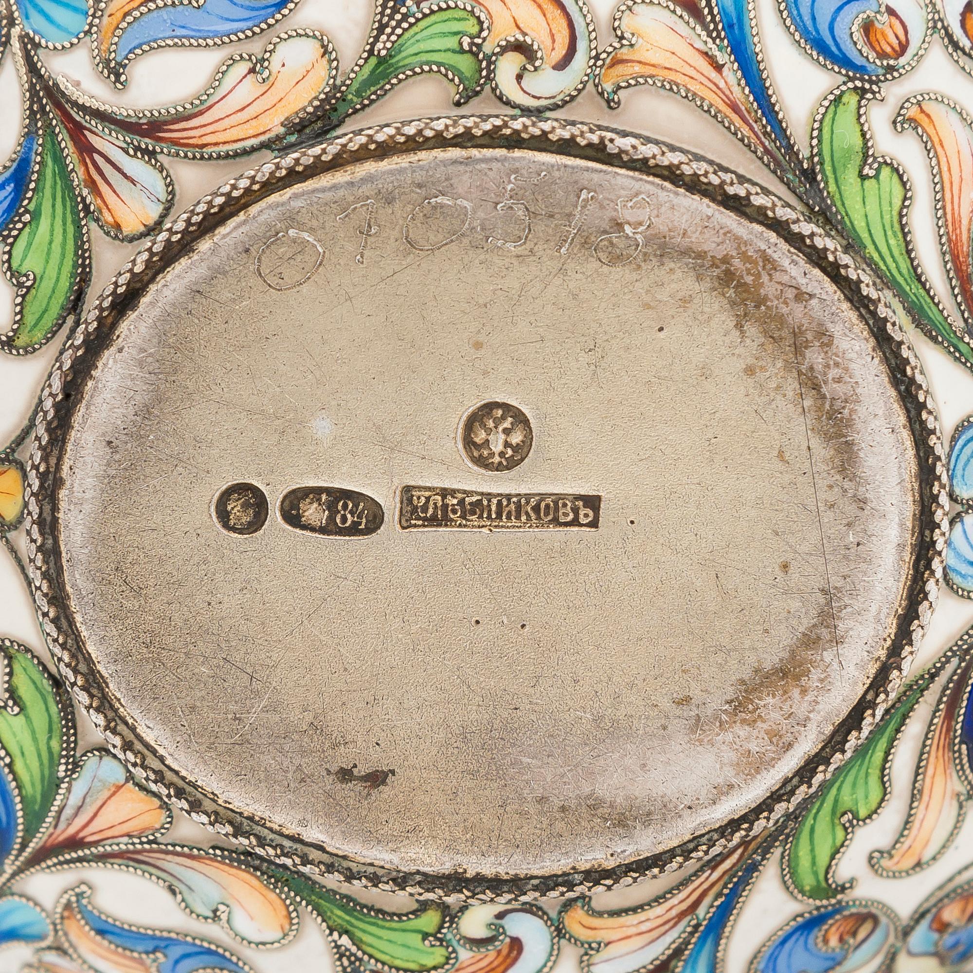 Khlebnikov, a silver-gilt and cloisonné enamel kovsh, Moscow 1908-1917.