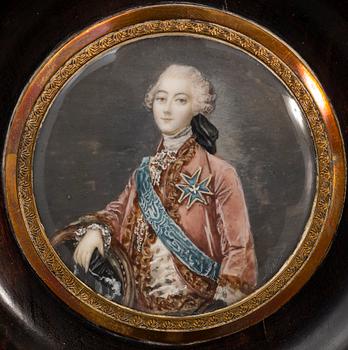 MINIATYRMÅLNING, gouache, 1800-tal, efter Jean-Michel Moreaus,
