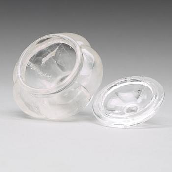 A Chinese rock crystal bowl with cover, 20th Century.