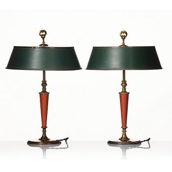 196. Erik Tidstrand, a pair of table lamps, model "26550", Nordiska Kompaniet, 1920s.