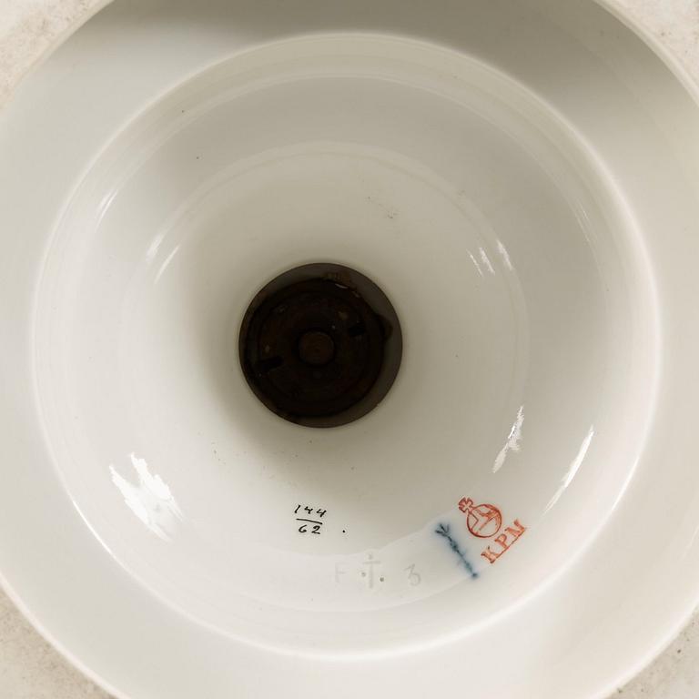 A large Berlin vase with cover, 19th Century.