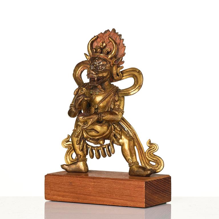 A gilt bronze figure of Vajrabhairava, Tibeto-chinese, 19th century or older.