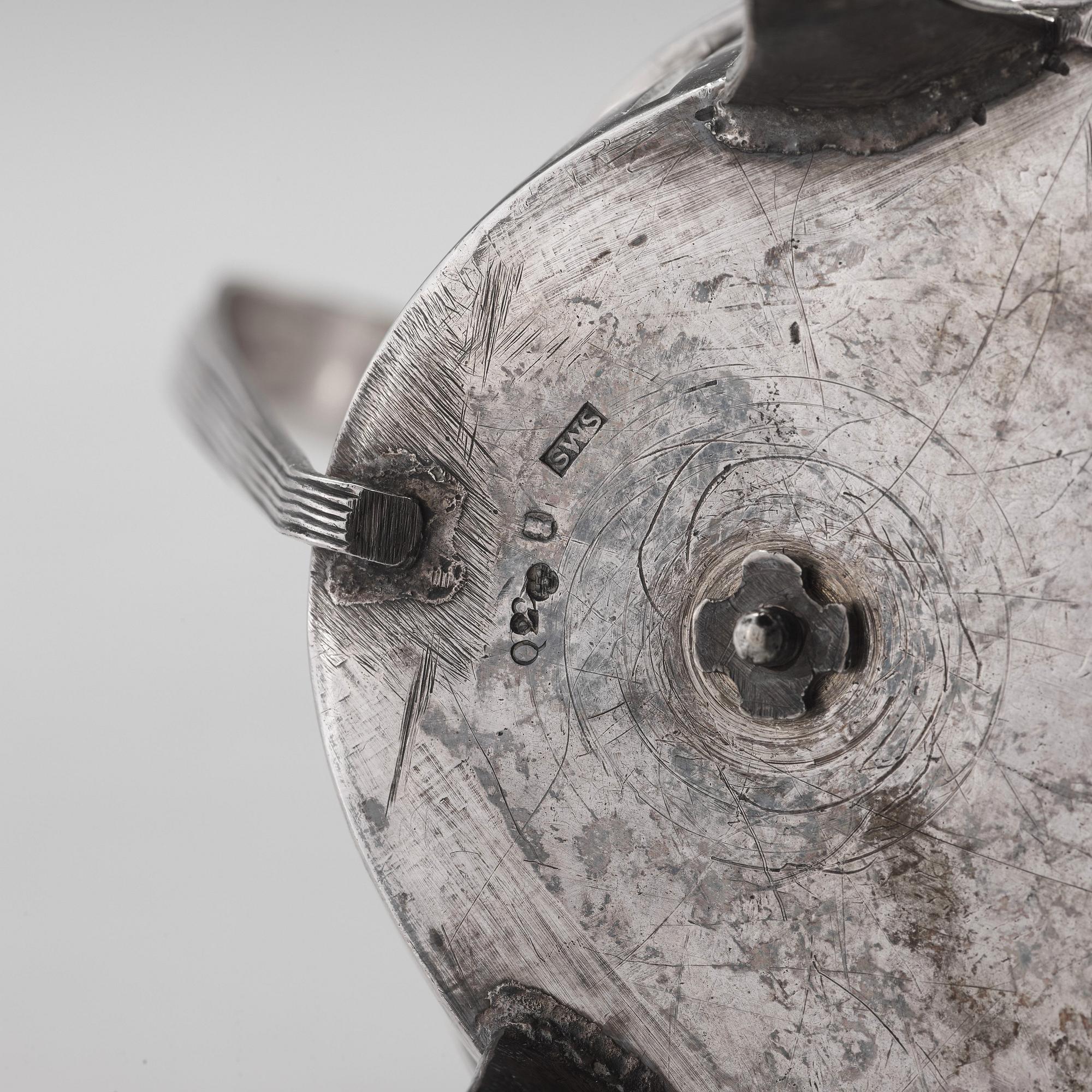 A Swedish 18th century silver and glass, cruet-set, mark of Stepan Westerståhle, Stockholm 1798.