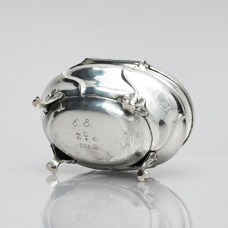 A Swedish Rococo 18th Century silver sugar-casket, marks of Petter Davidsson, Norrköping 1750.