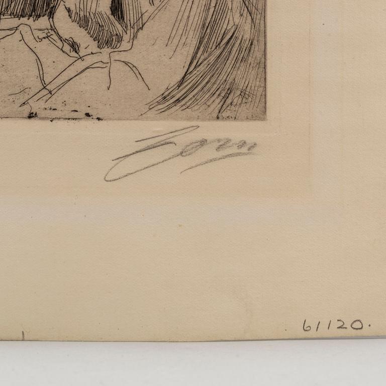 ANDERS ZORN, etching, 1897, state I of II, signed in pencil.