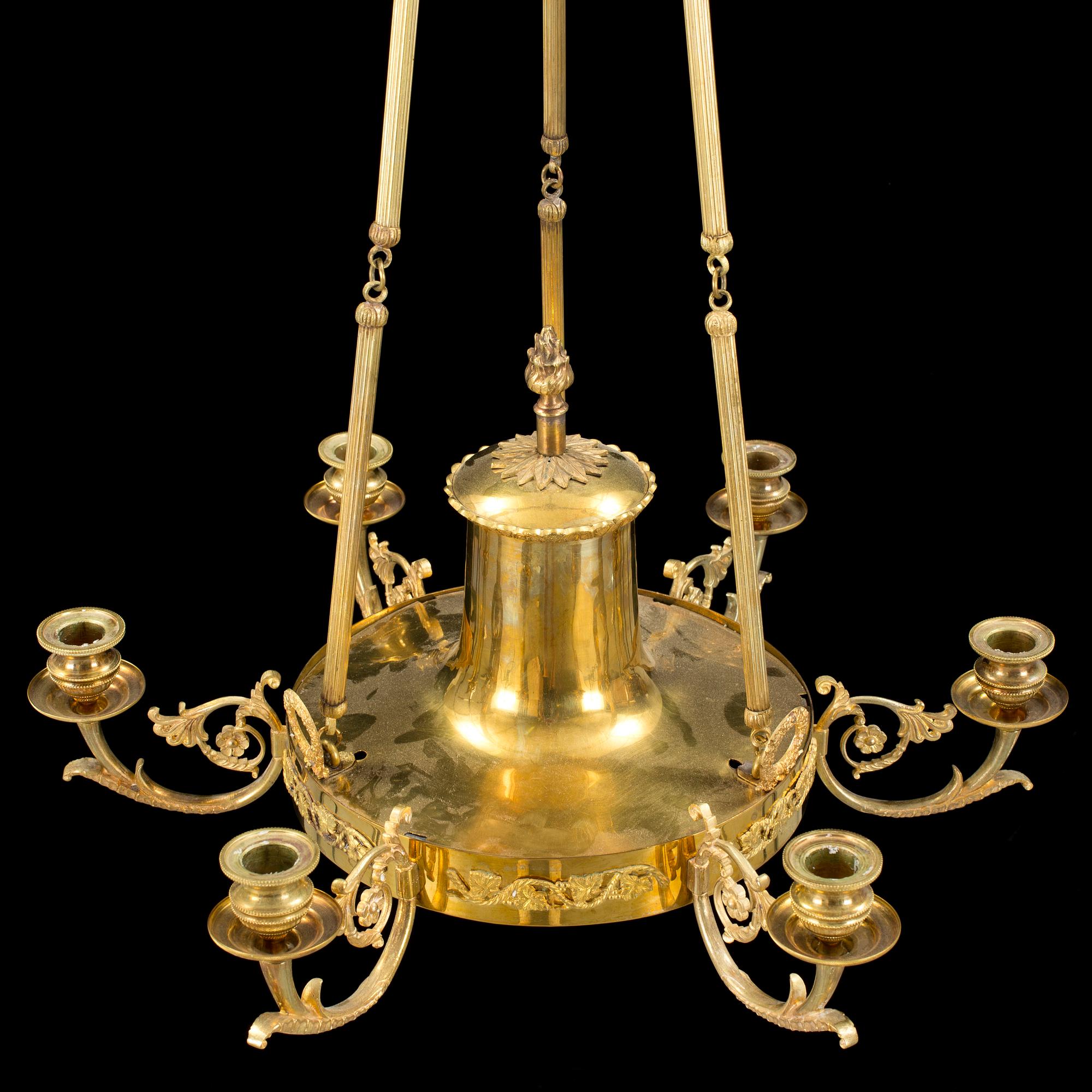A gilded empire ceiling light France first half of the 19th century.
