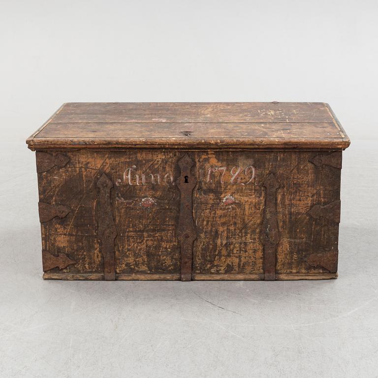 a 18th century wooden chest.