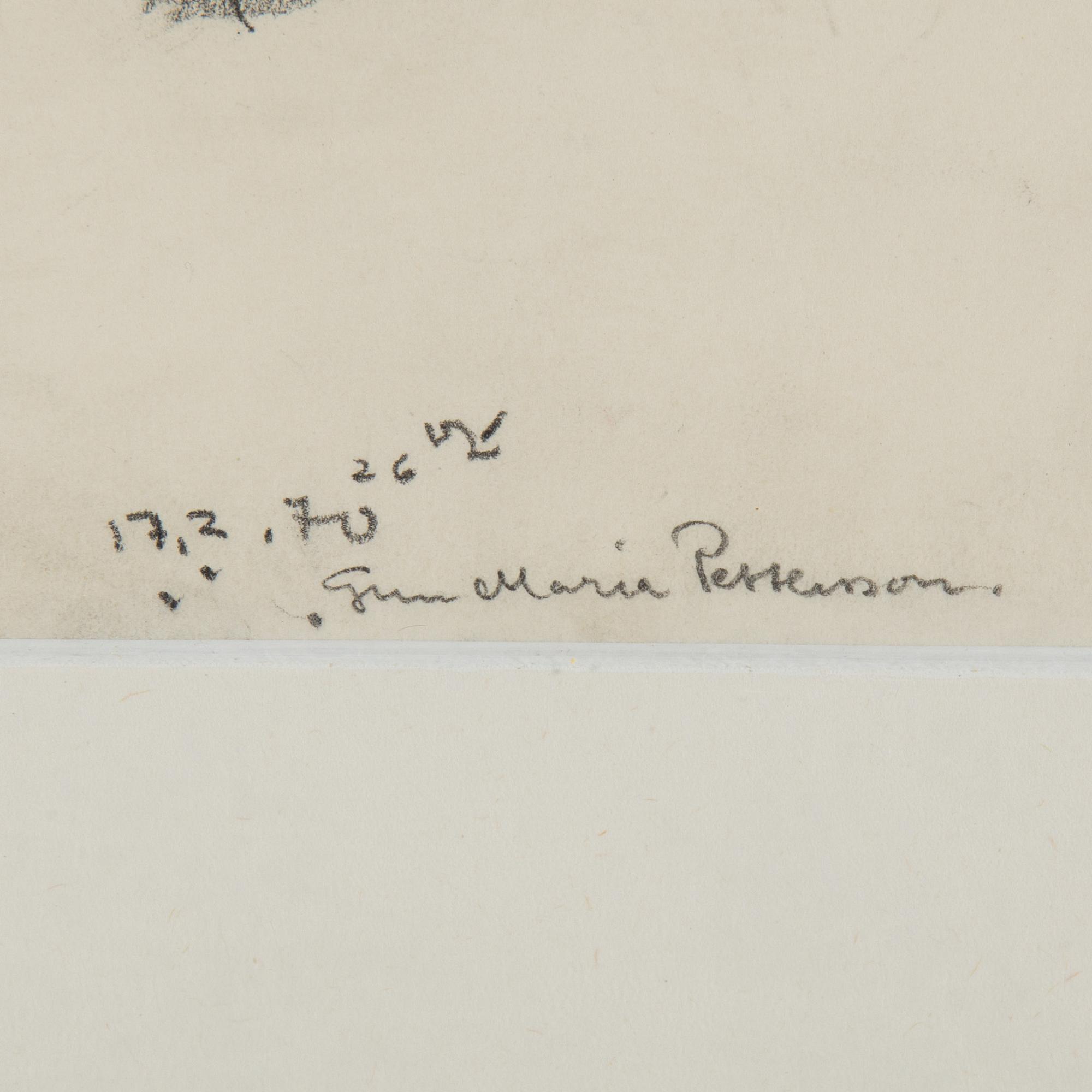 GUN MARIA PETTERSSON, blyerts på papper, signerad och daterad 17/2 -70.