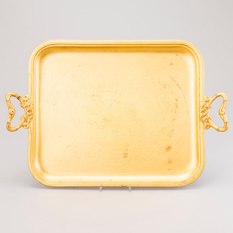 A POLISH TRAY, gilt silver plate, Fraget/Warszawie, late 19th century.