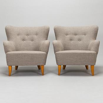 Ilmari Lappalainen, a pair of mid-20th-century 'Laila' armchairs for Asko, Finland.