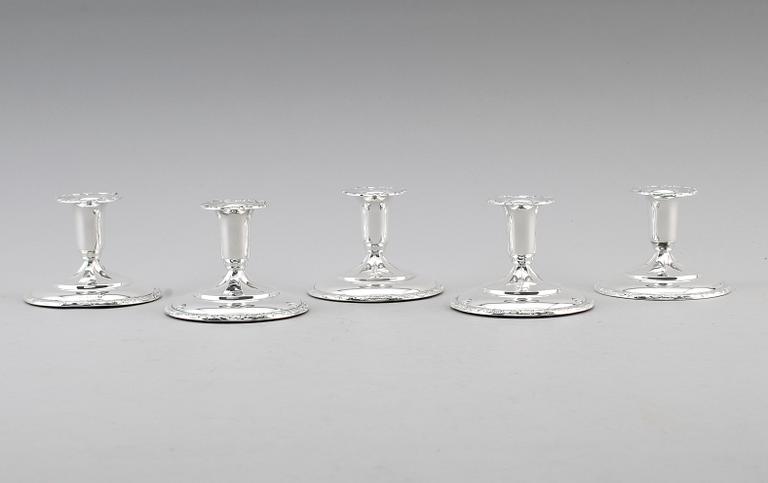 LJUSSTAKAR, 5 st, silver, Norge, 1900-talets andra hälft.